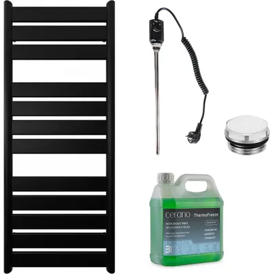Productafbeelding van CERANO - Elektrische radiator voor de badkamer, model Arturo - 600W - mat zwart - 1200x500 mm