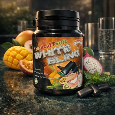 Produktbild von White Bling - Aktivkohlekaugummi - Tropical by Pietro Lombardi