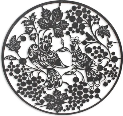 Produktbild von Eine Wanddekoration aus Eisenvögeln und Blättern Replikat Retro Design Dekoration