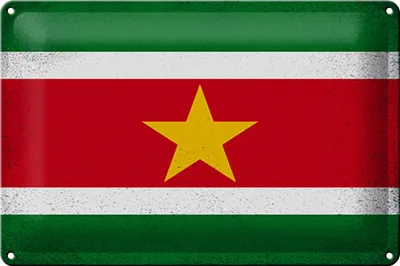 Produktbild von Blechschild Flagge Suriname 30x20cm Flag Suriname Vintage