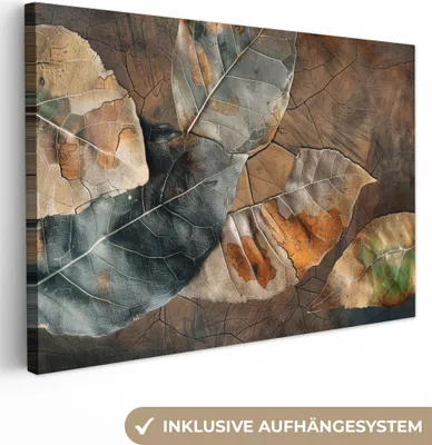 Produktbild von MuchoWow® - Leinwandbilder - Blätter - Braun - Herbst - Natur, Wandbild, Wanddeko Bilder Wohnzimmer, 30x20 cm