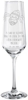 Produktbild von Mr. & Mrs. Panda Glas Spinne Agathe Kaffee - Transparent - Geschenk, Morgen, Lebensweisheiten, Sektglas mit Gravur, Sektflöte, Morgenmuffel, Champagnerglas, Weiser Spruch
