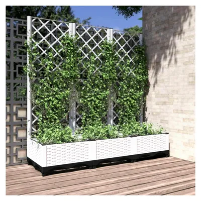 Produktbild von Pflanzkübel mit Rankgitter und Pflanzkasten für Kletterpflanzen 120x40x121,5 cm Polypropylen