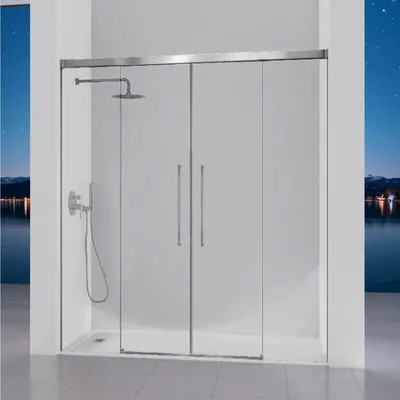 Produktbild von Duschfront 2 Festteile + 2 Schiebetüren PAVIA Chrom