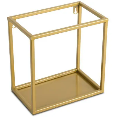 Zdjęcie produktu dla Półka ścienna, metalowa półka wisząca, prostokątna, poddasze, złota, 24 cm