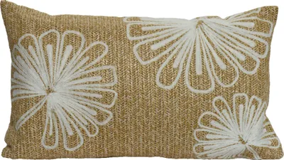 Produktbild von Outdoor Dekokissen mit Füllung und Blumen Motiv 30x50cm natur beige