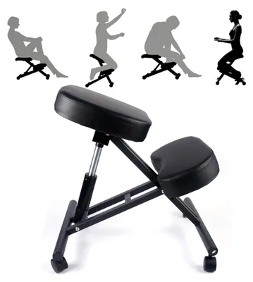 Produktbild von Kniestuhl Computerstuhl Orthopädischer Ergonomischer Kniehocker Gesundheitsstuhl Bürostuhl Wirbelsäulen Korrektur Haltungskorrekturstuhl Verstellbarer Knie Schwarz 250LBS