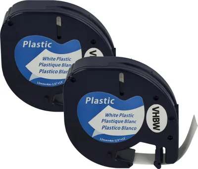 Produktbild von vhbw 2x Schriftband-Kassette Plastik Ersatz für Dymo S0721660, 91221 für Etiketten-Drucker 4m x 12mm Schwarz auf Weiß
