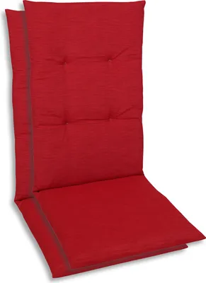 Produktbild von GO-DE Textil, Sesselauflage Mittellehner, 2er Set, Farbe: rot, Maße: 108 cm x 48 cm x 5 cm, Rueckenhoehe: 60 cm