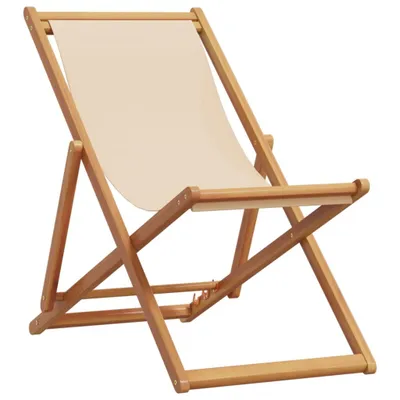 Immagine prodotto di vidaXL Sedia da spiaggia pieghevole Beige in legno massiccio eucalipto e tessuto
