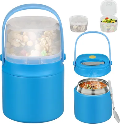 Image de Gobelet isotherme réutilisable, gobelet pour muesli, gobelet en acier inoxydable pour yaourt, couleur bleue