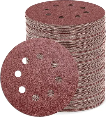 Produktbild von 105 Stück Schleifpapier 125mm Klett, Schleifscheiben 8 Loch (Körnung 40/60/80/120/180/240/320) für Exzenterschleifer