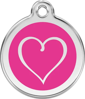 Produktbild von RedDingo Hundemarke mit individueller Gravur Cartoon Herz hot pink, Größe: M