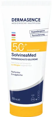 Produktbild von DERMASENCE SolvineaMed Sonnenschutz-Gelcreme LSF 50+ leichte, feuchtigkeitsspendende Textur für allergische Haut, 200 ml Creme