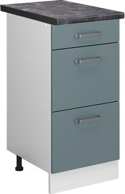 Produktbild von Küchenunterschrank Vicco R-Line Blau-Grau 40 cm mit Schubladen, AP Anthrazit, Model 45646