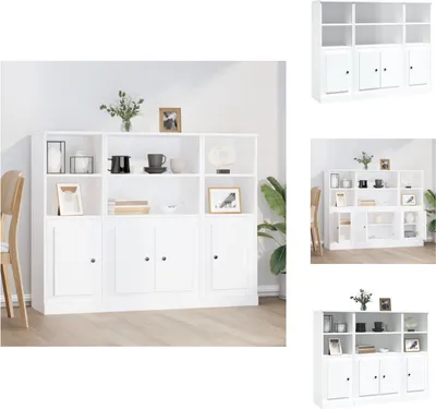 Obrázek produktu pro vidaXL Highboards 3 ks. Bílý materiál na bázi dřeva - Příborníky