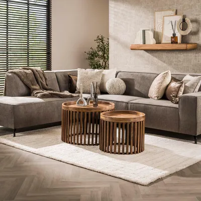 Produktbild von Couchtisch 2er Set Tweak 65+50 cm rund Mangoholz massiv