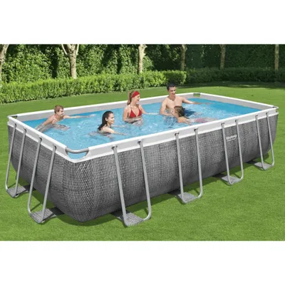 Produktbild von Basen Bestway® Power Steel™ Frame kompletny zestaw z pompą filtrującą 549 x 274 x 122 cm, rattanowy (łupkowo-szary), prostokątny