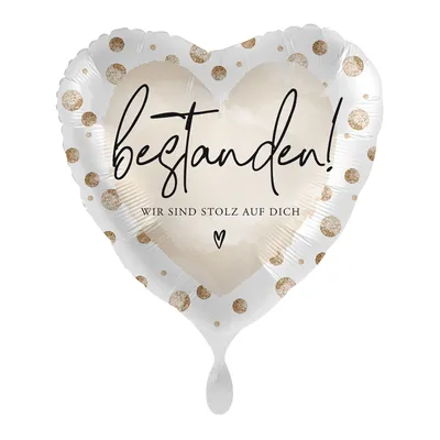 Produktbild von 18"/Ø43cm Herz Folienballon "Bestanden!"