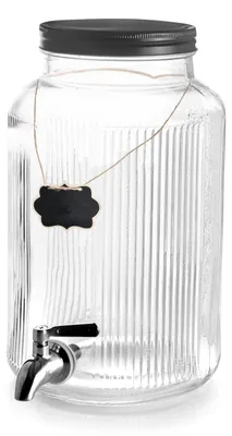 Image de Distributeur en verre avec robinet et couvercle en acier inoxydable