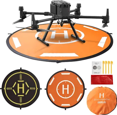 Produktbild von MMOBIEL Universal Drohnenlandeplatz wasserdichtes Helipad 55cm/21,6 Zoll Schwarz/Orange