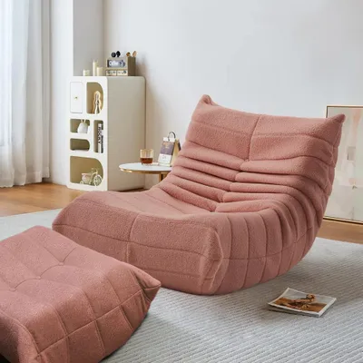 Produktbild von Sofa – Einzelsessel, Relaxsofa, Wohnzimmer-Sofa mit hocker Rosa