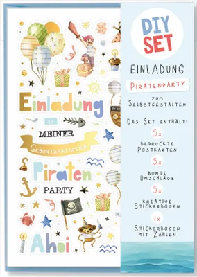 Produktbild von Einladungen Kindergeburtstag DIY Set 5 Postkarten 5 Umschläge Jungen Einladungskarten zum Selbstgestalten