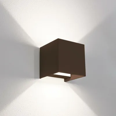 Productafbeelding van CENTURY QUADRATO LED-buitenwandlamp, kantelbaar naar boven en beneden, cortenstalen afwerking, 20 W, 2700/4000/6500 K, beschermingsgraad IP65