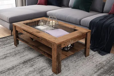Immagine prodotto di Tavolino da salotto moderno con inserto in vetro