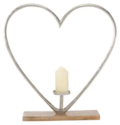 Produktbild von Kerzenleuchter Hearly Herz Mangoholz Aluminium H.60 cm