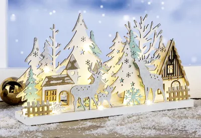 Produktbild von Holzsilhouette mit 10 LED 30x6x16,5cm