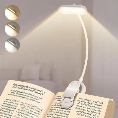 Obrázek produktu pro Stolní lampa s klipsnou - USB čtecí lampa - Pro pohodlné čtení - 3 teploty světla - 11,5 x 7,5 cm - Bílá