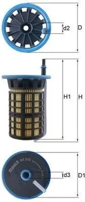 Produktbild von Kraftstofffilter MAHLE KX 515 für CITROËN JUMPER Kasten Filtereinsatz