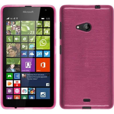 Produktbild von PhoneNatic Case kompatibel mit Microsoft Lumia 535 - pink Silikon Hülle brushed + 2 Schutzfolien