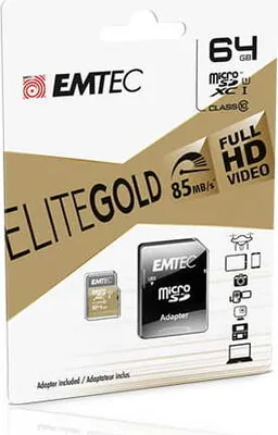 Obrázek produktu pro EMTEC MicroSDXC 64GB, paměťová karta, UHS1 U1 EliteGold