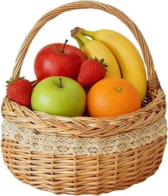 Productafbeelding van Rieten mand - Geweven mand - Picknick en oogsten - Natuurlijke rietstructuur - 26 x 27 cm - Bruin