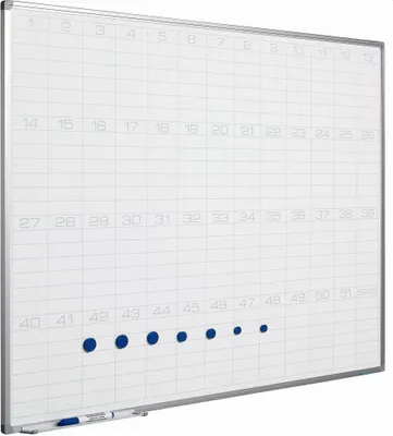 Produktbild von Whiteboard PRO - Stahl emailliert - Wochenplaner - Monatsplaner - Jahresplaner - Magnetisch - Weiß - 60x90cm
