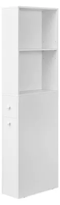 Obrázek produktu pro Vysoká, úzká skříňka do koupelny, bílá, vyrobená z dřevotřísky, rozměry 40 x 18 x 134,4 cm