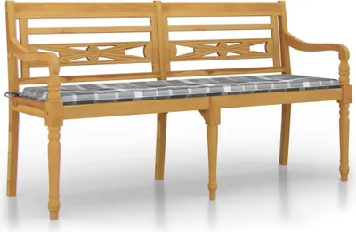 Productafbeelding van Batavia tuinbank met kussen, 150 cm, massief teakhout