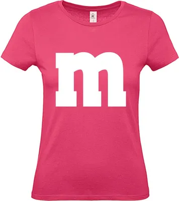 Produktbild von MM Shirt T-Shirt 100% Baumwolle M&M Damen Kostüm Verkleidung M und M Gruppen T-Shirt - Karneval Fasching JGA Festival Shirt Farbe wählen: fuchsia Shirt Größe wählen: L