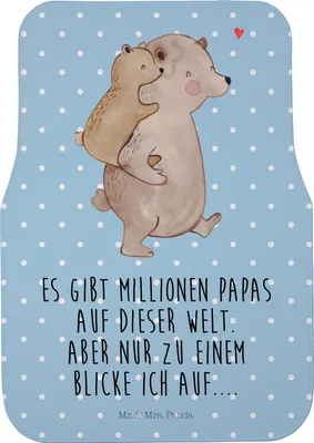 Produktbild von Mr. & Mrs. Panda Automatte Papa Bär - Blau Pastell - Geschenk, Autoteppich, Vatertag, Muttertag, Geburtstag, Fußmatte Auto, Vater, Onkel, Auto-Fußmatte, Fürs