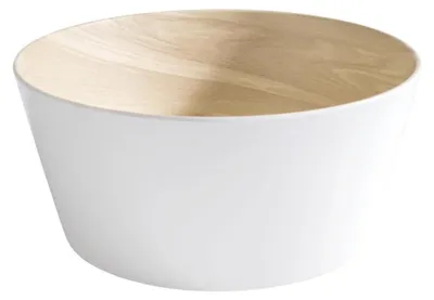 Produktbild von APS 84611 Schale FRIDA, Melamin, Antirutsch-Füßchen, Ø 22 cm, Höhe 10,5 cm, weiß/Holzoptik