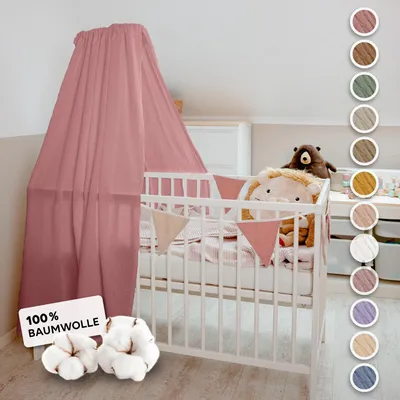 Produktbild von Babybett Himmel Altrosa, ohne Himmelstange - Betthimmel aus Musselin