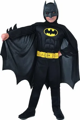 Immagine prodotto di Costume da Cavaliere Oscuro di Batman come travestimento per ragazzi, ufficiale DC Comics (taglia 3-4 anni) con muscoli imbottiti
