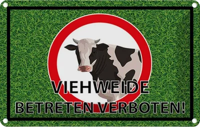 Produktbild von vianmo Blechschild 20x30 cm Viehweide Betreten verboten Warnschild Hinweisschild Sicherheit Vorsicht