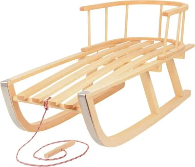 Produktbild von Holzschlitten Schlitten Holzrodel mit Rückenlehne aus Holz - Buchenholz