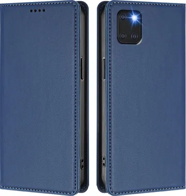 Produktbild von Handyhülle für Samsung Galaxy Note 10 Lite, Kunstleder Klapphülle Stoßfeste Magnetische Hülle mit Ständer Dunkelblau