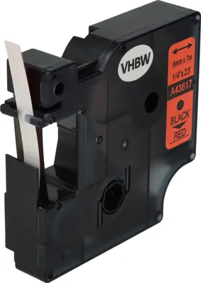 Produktbild von vhbw Schriftband-Kassette kompatibel mit Dymo 5000, 2000, 5500 Etiketten-Drucker 7m x 6mm Schwarz auf Rot