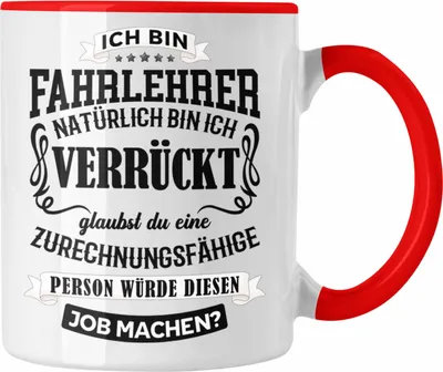 Produktbild von Trendation - Bester Fahrlehrer Geschenk Tasse Lustig Kaffeetasse Danke (Rot)