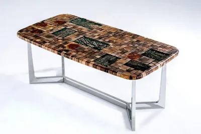 Produktbild von Küchentisch Esstisch Epoxidharz Esszimmertisch Tisch 140 cm Holz Braun